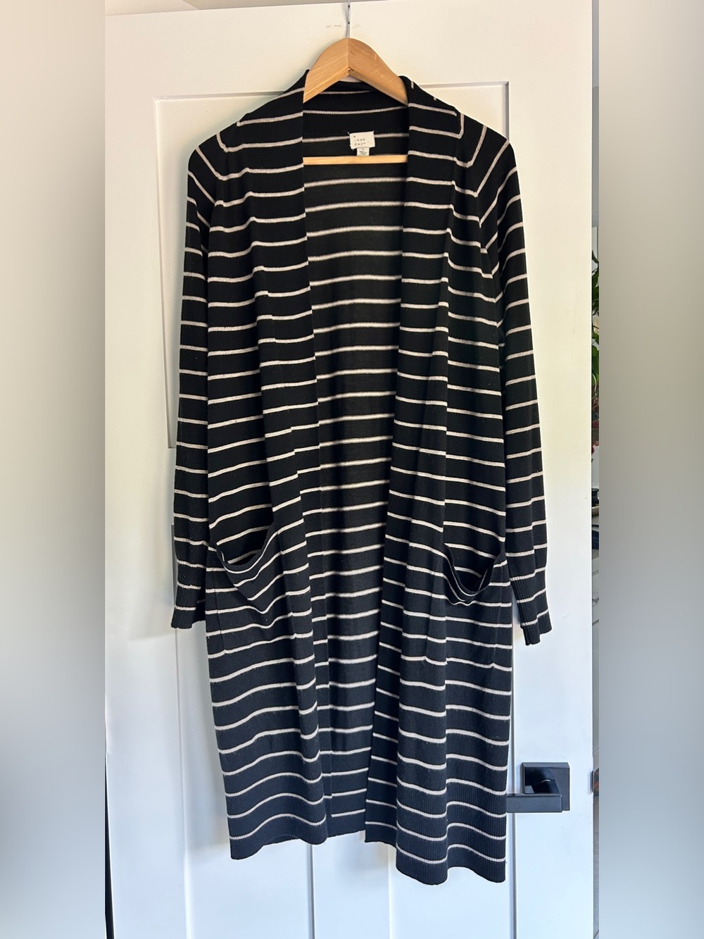 a new day Black and White Striped Knit Cardigan
